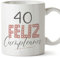 MUGFFINS Tazas 40 Cumpleaños - En Español - ¡Feliz Cumpleaños! Rosa - 11 oz / 330 ml - Regalo original y divertido