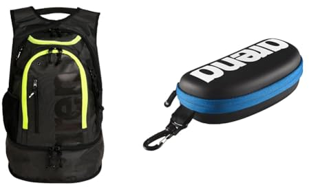 ARENA Unisex-Adult Fastpack 3.0 Rucksack, Dark_Smoke-NEON_Yellow, NS Swim Brillenetui, Brillenetui Hardcase, Brillenetui Hartschale, Schwarz