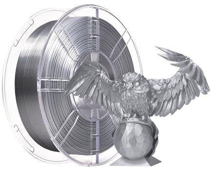 iBOSS PLA Plus (PLA+) Glänzendes Seide 3D Drucker Filament 1,75mm, Seiden filament Maßhaltigkeit +/- 0,02 mm, 1kg Spule (2,2 lbs) für FDM 3D Drucker, Silk Silber