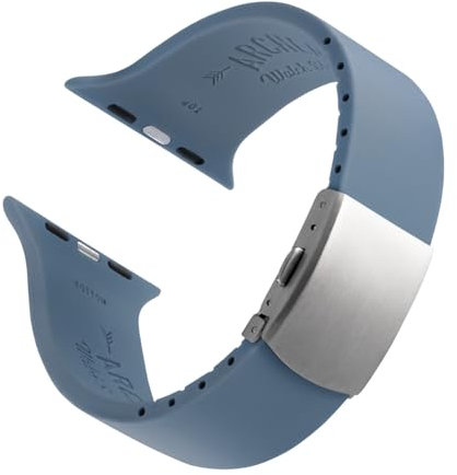 Archer Watch Straps - Custom Fit Silicone Straps for Apple Watch (Steel Blue, Silver Clasp, 40/41/42mm)