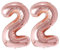 Vthoviwa 40 Pollici Palloncini Numeri 22 Rosa Oro, Pallone 22. 0123456789,10-19,20-25,30,40,50,60,70,80,90 Compleanno Numero Palloncini Foglio, Palloncino 22 Decorazione Festa Supporta Elio