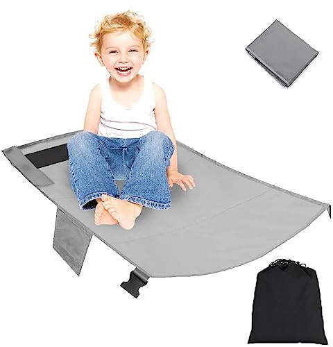 Repose Pieds pour Enfant Avion,Repose-Pieds D'Avion Portable,Hamac Repose-Pieds Avion,Rallonge de Siège D'avion,pour Enfants Accessoire Voyage Avion,Léger et Pliable,79x44cm (Gris)