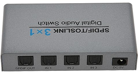 Digitaler Optischer Splitter 3 in 1 Ausgang für TV, Toslink Splitter 3x1 SPDIF Audio Splitter mit Fernbedienung für TV PS5 PC Verstärker Surround Sound Systeme