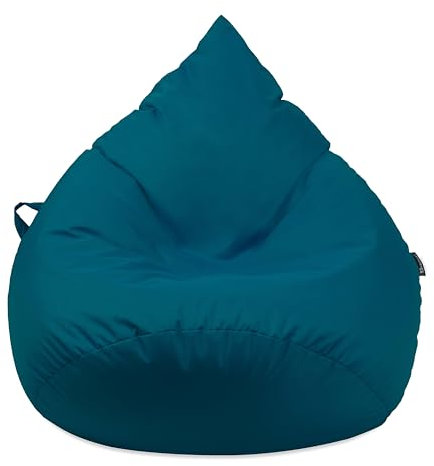 Droplet-Lounge Tropfenform Sitzsack mit Füllung | für Kinder Erwachsene | Indoor & Outdoor geeignet | Wasser-& Schmutzabweisend | Sitzkissen Bodenkissen Beanbag (3XL Durchmesser 90 cm, Petrol)