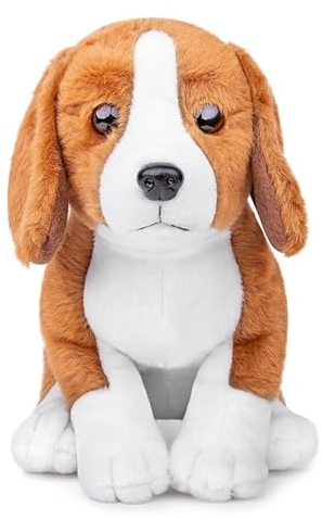 PuffPurrs Beagle Plüschtier - Realistischer brauner Beagle Stofftier, 8 Zoll, niedliches Hunde-Welpen-Plüschtier, einzigartige Plüschgeschenksammlung für Kinder