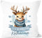 SpecialMe® Kissen-Bezug Weihnachten Tier-Motive personalisiert mit Namen Namenskissen Geschenk für Jungen und Mädchen Baby Rentier weiß Standard