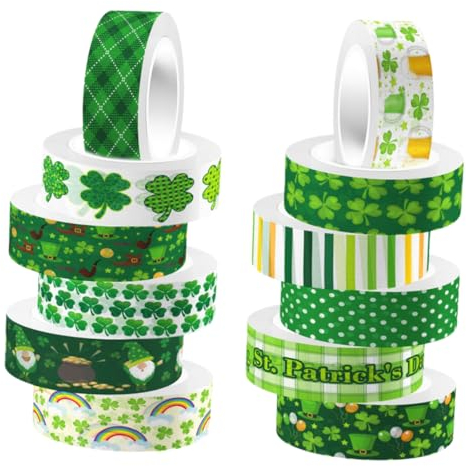 COHEALI 12 Rollen Konto Mit Dem Vierblättrigen Kleeblatt Washi-papierbänder Geschenkverpackungsband Vintage Washi Tape St. Dekoratives Scrapbook-klebeband Aufkleber Washi-tape Einstellen