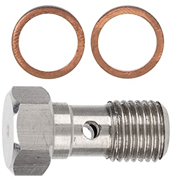 Edelstahl-Bremshohlschraube, 7/16 Zoll X 20 UNF-Hohlschraube, Edelstahl, 25 Mm Langer Bremsleitungs-Hohlschrauben-Montageadapter mit 2 Unterlegscheiben