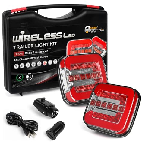 Yuanjoy LED Anhänger Rückleuchten Set, 12/24V Magnetische drahtlose LED Wasserdichte Rückleuchten, Rückleuchten Anhänger Beleuchtungs Set für LKW, Wohnwagen oder LKW, mit ECE EMV Zugelassen