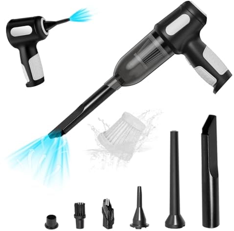 Aspirador de Mano & Soplador de Polvo Potente, 2 in 1 Multifunción Aspiradora de Mano Sin Cable 6000PA, USB Aspirador Coche Carga Rápida,Mini Aspiradora Sin Cable para Coche Hogar Pelo de Mascotas
