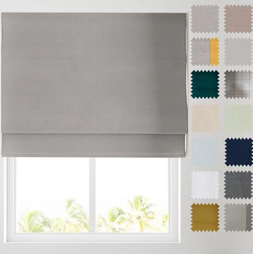Barnes Blinds - Soft Textured Ara Blackout Roman Blinds -Durable Fittings Easy Fit (Mid Grey 91.5cm)