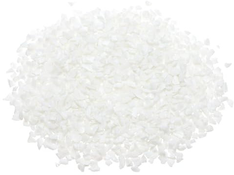 PATIKIL Decorative Glass Gravel 450g/1lb 3-6mm, Irregular Glitters Stone Beads Chips Broken Crushed Fire Glass for Craft Vase Filler Fish Tank Aquarium, White