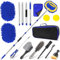 Dhnvcud Kit Nettoyage Voiture - 13 Pièces Brosse Nettoyage Voiture, Brosse Télescopique, Brosse Jante Voiture, Brosse Detailing Auto avec Sac de Rangement Durable