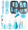 Ensemble de soins de sécurité pour bébé avec brosse à cheveux, peigne et coupe-ongles, kit essentiel pour nouveau-né filles garçons (bleu)