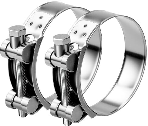Collier Echappement 80-85mm Manchon Echappement 2 Pièces Collier Echappement Moto Tuyaux Gaines Ventilation Collier de Serrage Inox D'échappement Pinces Turbo pour Accessoires de Tuyaux D'échappement