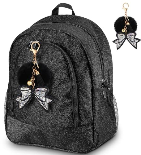 Noveread Cheer Rucksack mit Glitzer, Cheerleading-Geschenktüten für Sport, Schwarz, Small