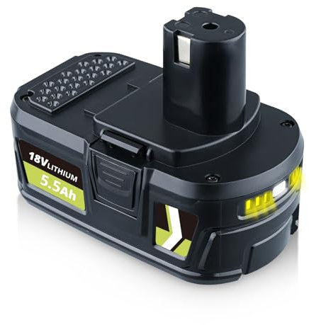 P108 5,5Ah 18V Ersatz für Ryobi 18V Akku Lithium-Ionen Kompatibel mit Ryobi Akku 18V RB18L50 RB18L40 RB18L25 RB18L15 RB18L13 P102 P103 P107 Elektrowerkzeug mit LED-Anzeigen