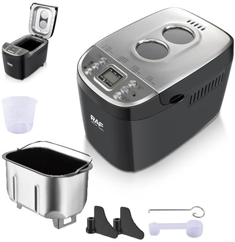 WaaYb Bread Maker da 15 in 1, Macchina per panettatore da 3 libbre, Macchina per Pane Digitale programmabile, panettatore Automatico per Padella in Ceramica per glutine, Produttore di Pasta Black