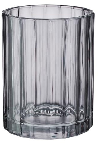 BUTLERS (2 Stück Zahnputzbecher Glas - TOCIA - Strukturiertes anthrazit getönter Mundspülbecher | Bad Accessoires | Vintage 20er Jahre Stil | Zahnputzhalter für Badezimmer & Gäste-WC