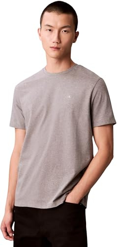 Calvin Klein Herren SS Classic Monogram Tee LV04RD254G Tees, Grey (Med Grey Htr), L, Grau (Med Grey Htr), L