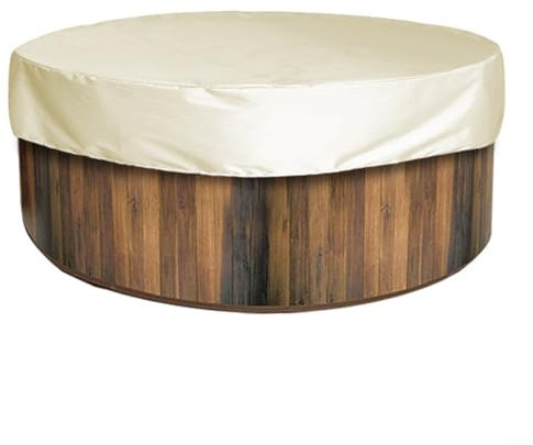 ZiStarlilife Housse de protection ronde pour spa et jacuzzi avec revêtement argenté en tissu 190T imperméable et anti-poussière pour extérieur et intérieur (190 x 30 cm, beige)
