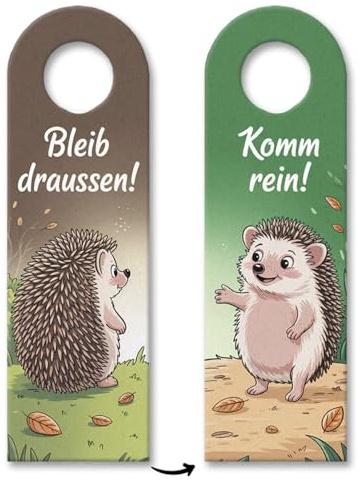 speecheese Türhänger Bleib draußen Komm rein Igel Witziges Türschild | mit Spruch für humorvolle Dekoration