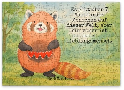 Mr. & Mrs. Panda Puzzle Roter Panda Design 192 Teile - Geschenk, Rot, 1000, Liebling, Legespiel, Liebe, 300, Lustige Sprüche, 500, Herz, Lieblingsmensch, 1500