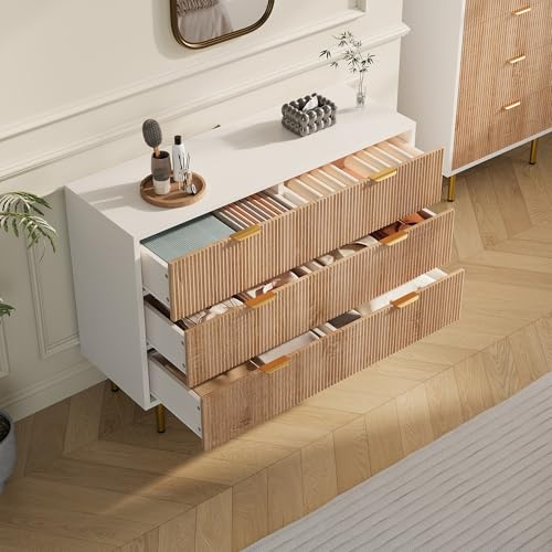 LLODERY Kommode Schlafzimmer, 6 Schubladen, Schlafzimmermöbel, Sideboard mit Großer Kapazität, Holz Schubladenschrank, Kleiderschrank, Highboard Sideboard für Flur, Wohnzimmer