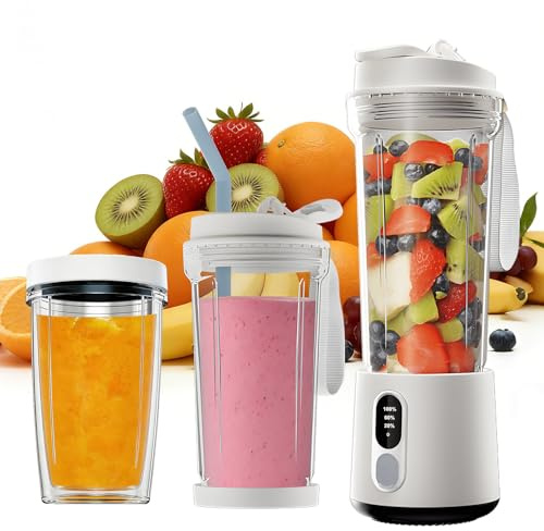 Portable Mixer for Shakes and Smoothies - 300 Watt Mini Blender 500 ml Mini Blender Smoothie Maker to Go Personal Blender for Shakes and Smoothies Portable Juicer Rechargeable