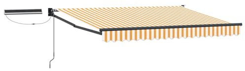 vidaXL Elektrische ausziehbare Markise Gelb und Weiß 3 x 2,5 m, Moderne elektrische Markise mit Fernbedienung - Gartenüberdachung und Lösungen für den Außenschutz