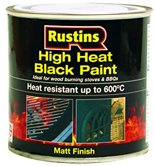 RUSTINS HRBL250 High Heat Paint, Black, 250 ml