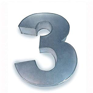 Euro TINS Teglia Grande Numero Tre per Dolce di Compleanno o ricorrenza (Misura 35.5 x 25.4cm - profondità 7.6cm)