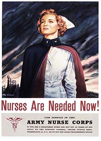 Wee Blue Coo War Wwii USA Enlist Army Nurse Corps Art Print Poster Wall Decor Kunstdruck Poster Wand-Dekor-12X16 Zoll