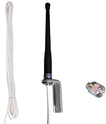 Banten C-20308 Antena VHF para Veleros 25cm-2 dBi 50 Ohm con Soporte y Sujección en L 18 Metros de Cable Goma, Blanco, 0,25 m