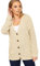 Red Olives New Women's Ladies Long Sleeve Button Top Chunky Aran Cable Knitted Grandad Cardigan UK 8-26 (12-14, Stone)