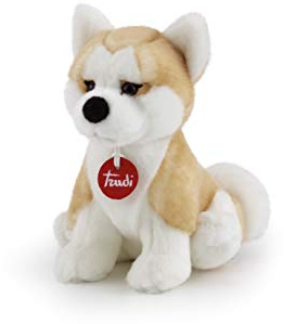 Trudi 22663 Klassik Plüschhund Akita Ascanio ca. 21 cm, Größe S, hochwertiges Stofftier mit weichen Materialien, Plüschtier mit realistischen Details, waschbar, Kuscheltier für Kinder, Beige/Weiß