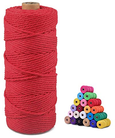 jijAcraft 3MM Macrame Cord for Crafts,100M Red Cotton Macrame Craft String Rope for DIY Crafts Gradening Wall Hanging Plant Hanger Knitting
