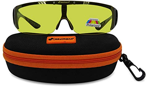 Saulmann® Polarisierte Unisex Flip-UP Überzieh Blendschutzbrille - Kontrast Outdoor- & Nacht Fahrbrille mit UV-Schutz gegen blendendes Licht und Antireflexbeschichtung - Polbrille ZO5115