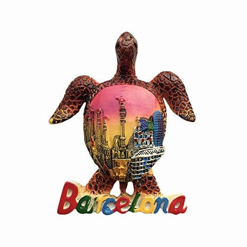 Barcelona Spain 3D Turtle Refrigerator Magnet Resin Travel Souvenirs,Handmade Home & Kitchen Decoration Barcelona Fridge Magnet Collection Gift