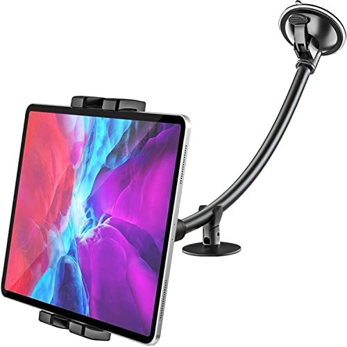 woleyi Windshield Car Tablet Mount, Car/Truck Window Dashboard Tablet Holder with Long Arm Suction Cup, Compatible with iPad Pro/Air/Mini, Galaxy Tab/Z Fold, iPhone, More 4-13 Cell Phones and Tablets