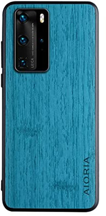 Yidai-Silu Huawei P30 Pro Back Cover 【Holz Muster, Anti-Fingerabdruck, Slim】 Rückseite Case Stoßfest Etui Schutz Tasche Schale Handy Hülle für Huawei P30 Pro 6,47 - Blau