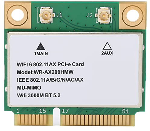 Annadue Tarjeta WiFi Inalámbrica, AX200HMW 2.4G/5G Tarjeta de Red Inalámbrica de Doble Banda, 2974M WiFi6 Bluetooth 5.2 Mini Tarjeta Inalámbrica PCI-E, 802.11 A/B/G/N/AC/AX para Computadora Portátil