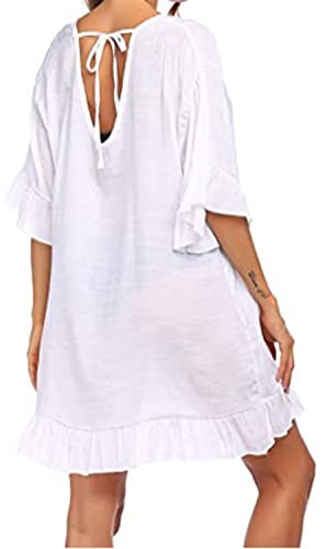 Vestidos Playa Mujer Verano Camisolas Suelto Vestidos Tejidos Crochet Abertura Lateral Vestido Playero Kaftan Tunica Playa Traje de Baño Cover Up Pareos Playa Caftan Mujer Vestido Corto de Playa