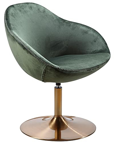 möbelando Loungesessel SIRAN Samt Grün/Gold 70x79x70 cm Design Drehstuhl | Clubsessel Polsterstuhl mit Armlehne | Drehsessel Cocktailsessel Lounge | Barsessel Besucherstuhl | Sessel mit Stoffbezug
