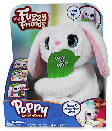 My Fuzzy Friends - Poppy Bunny, Peluche de Conejo Blanco Interactivo con Muchas reacciones, Sonido y Movimiento, Ideal para el Desarrollo afectivo y Emocional, a Partir de 4 años, Famosa.