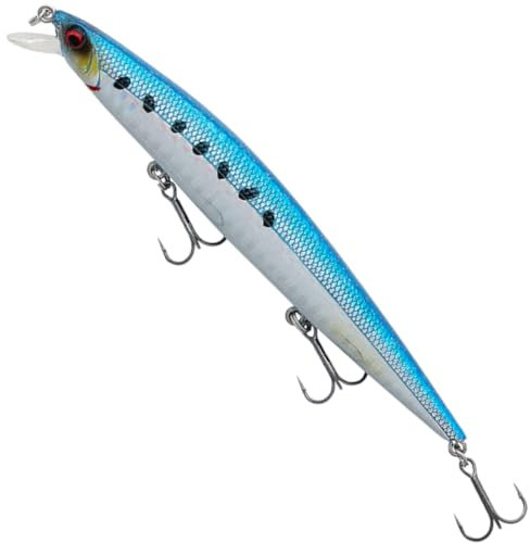 Savage Gear Sea Bass Minnow - Realistischer Salzwasser-Angelköder für Angler, Ultra-Weitwurf Design,zum Fangen von Seebarschen, Barschen und Anderen Salzwasserräubern Sardine 12 cm