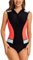 FEOYA Einteiliger Badeanzug für Frauen Ärmellos Einteiliger Rash Guard Bademode mit Front Zip Sonnenschutz Schwimmen Surfen Bademode Badeanzug Surfen Schwimmen Kostüm Schwarz XXL