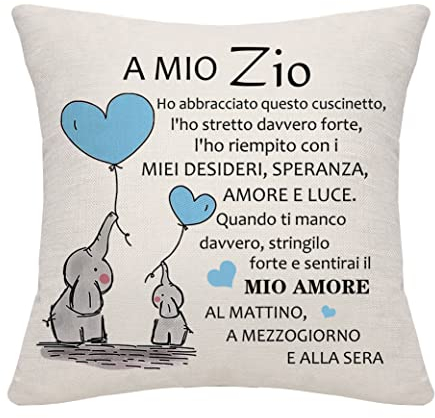 Bommex Zio Cushion Cover Da Nipote - Regalo Di Compleanno, Ringraziamento, Natale (A Mio Zio)