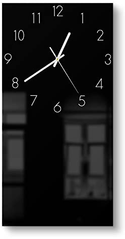 DEQORI Glasuhr | horizontal 30x60 cm | Unifarben - Schwarz | große XXL Design Uhr aus Glas | leise Wanduhr für Wohnzimmer & Küche | moderne Hingucker Uhr für die Wand