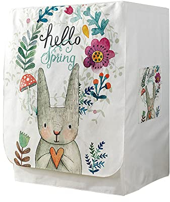 Odot Copri Lavatrice Esterni,Coprilavatrice da Esterno Impermeabile,Copertura per Lavatrice e Asciugatrice con Aperture Frontali,Antipolvere Anti Sunlight (Coniglietto Primaverile,M-capacità 8-9kg)